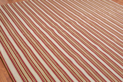 9'2" x 11'8" Contemporary Stripes Designer Cotton Flatweave Area Rug Beige
