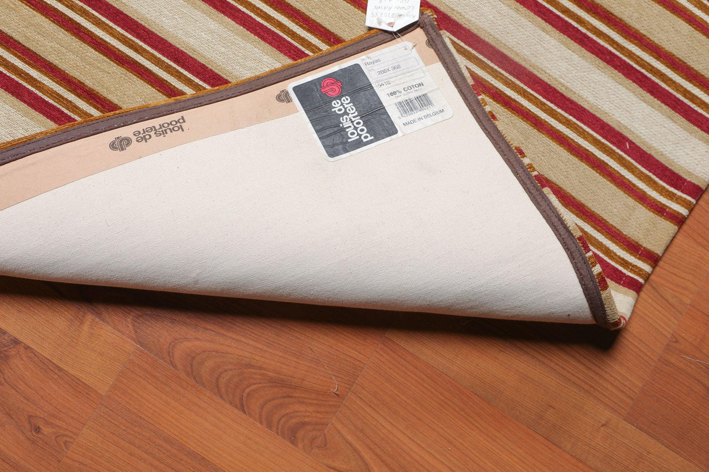 9'2" x 11'8" Contemporary Stripes Designer Cotton Flatweave Area Rug Beige