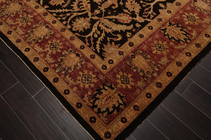 8’4" x 9’10" Hand Knotted Wool Peshawar Super Fine Oriental Area Rug Dark Chocolate