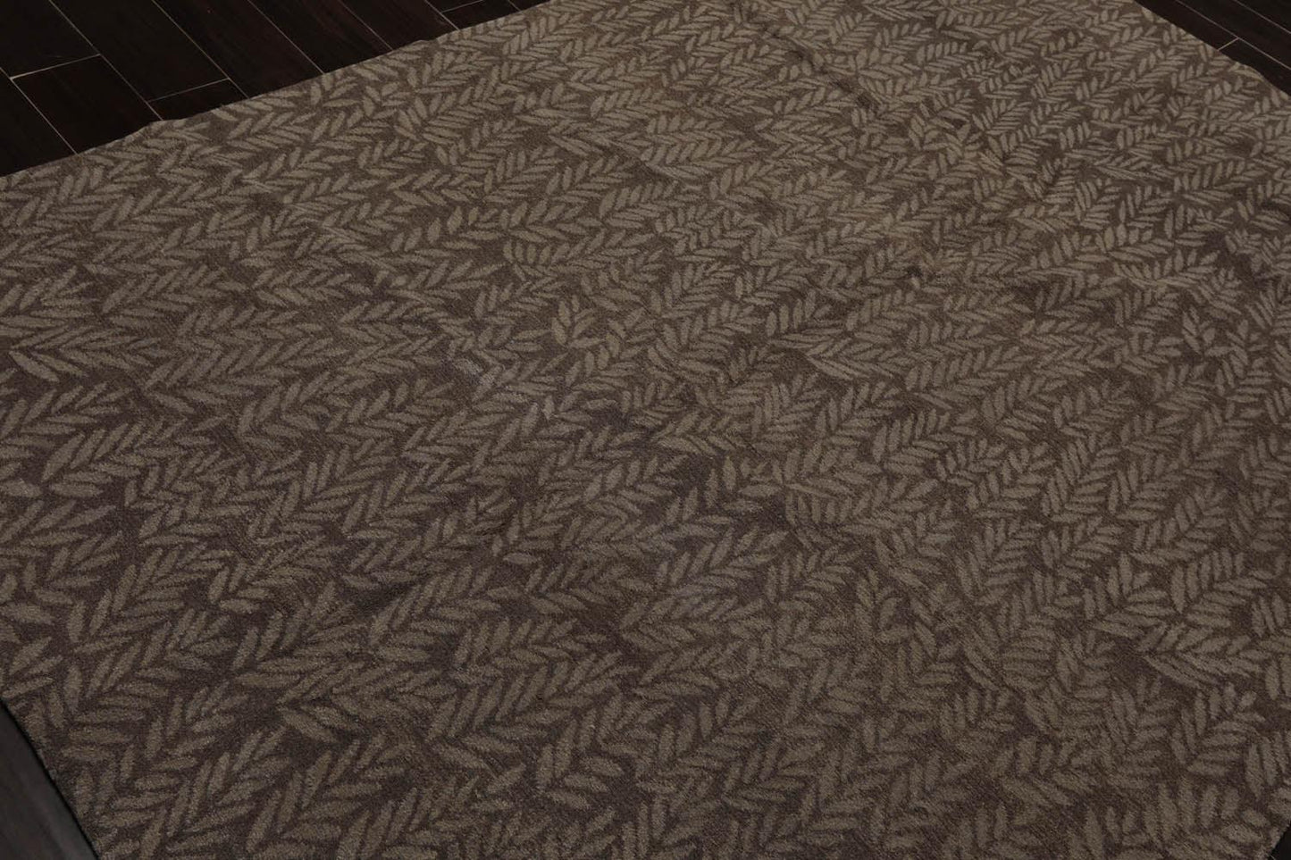 6'1" x 9' Lapchi Hand Knotted Wool Botanical Rosemary Tibetan Area Rug Taupe