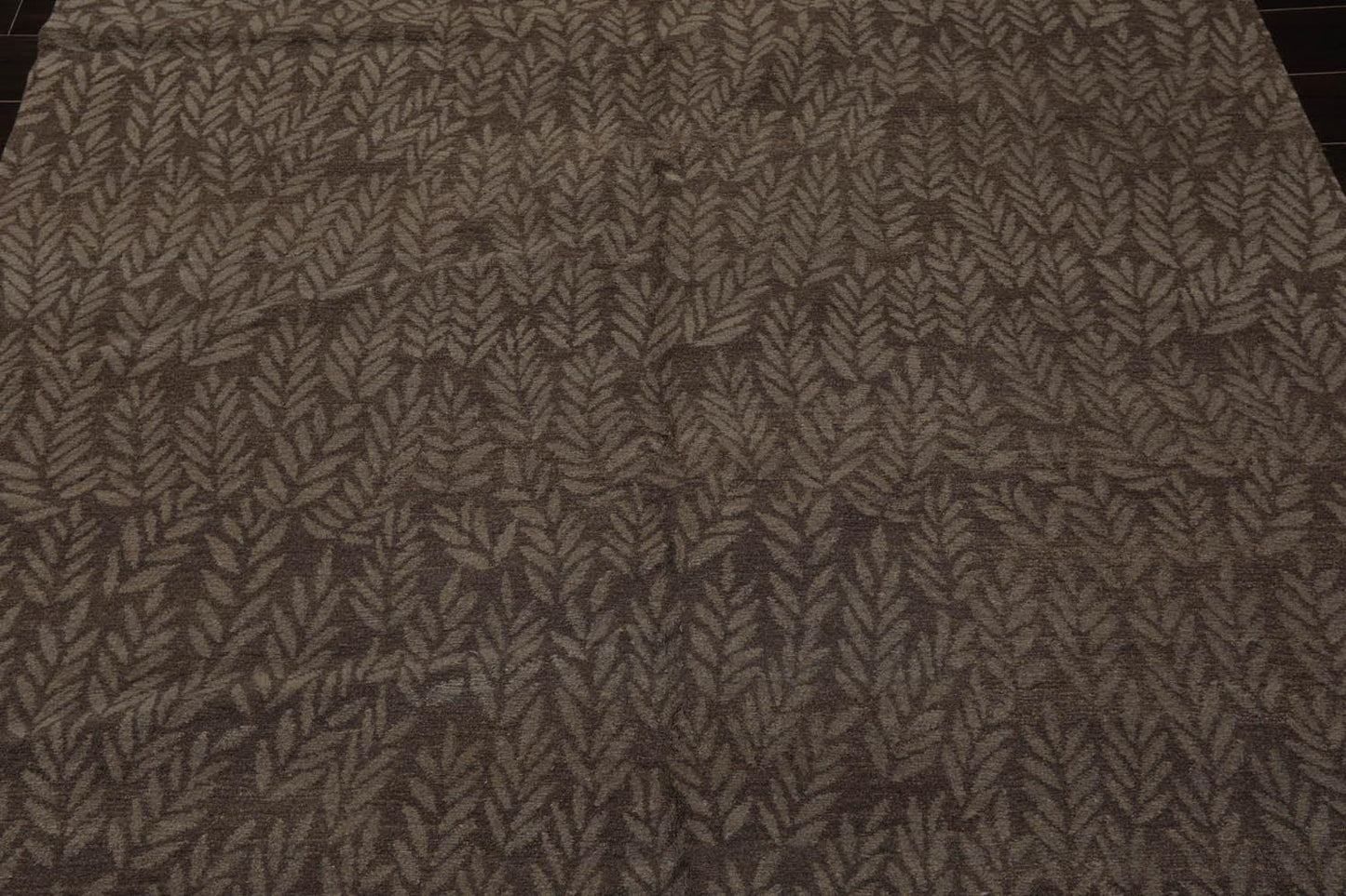 6'1" x 9' Lapchi Hand Knotted Wool Botanical Rosemary Tibetan Area Rug Taupe