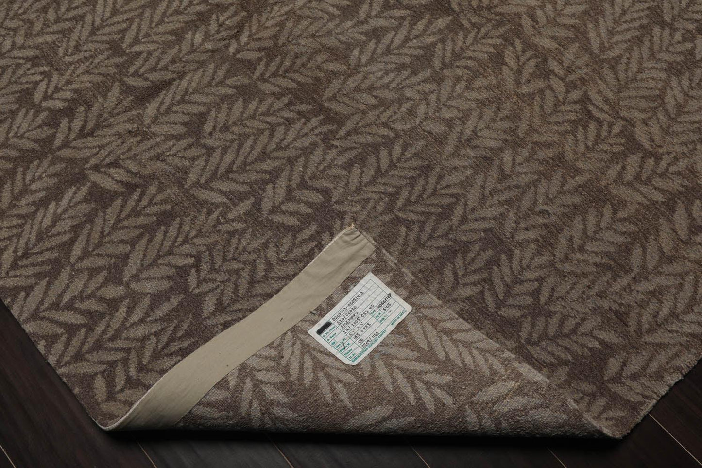 6'1" x 9' Lapchi Hand Knotted Wool Botanical Rosemary Tibetan Area Rug Taupe