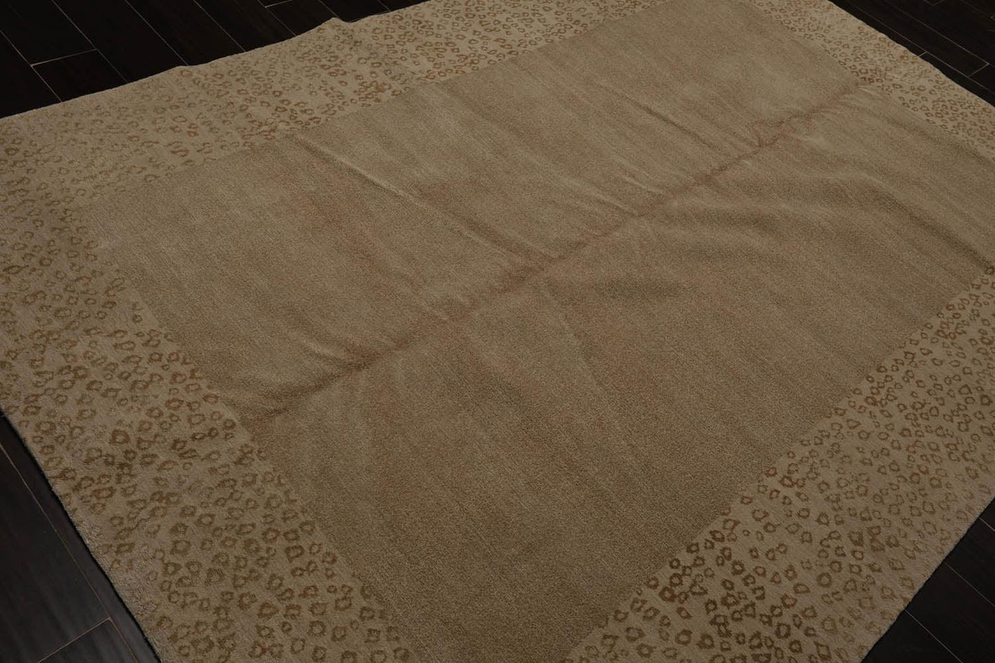 6'1" x 9' Lapchi Hand Knotted Wool & Silk Animal Print Tibetan Area Rug Beige