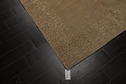 6'1" x 9' Lapchi Hand Knotted Wool & Silk Animal Print Tibetan Area Rug Beige