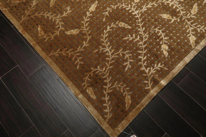 8’x10’ Couristan Hand Knotted Wool & Silk Basketweave Tibetan Area Rug Brown