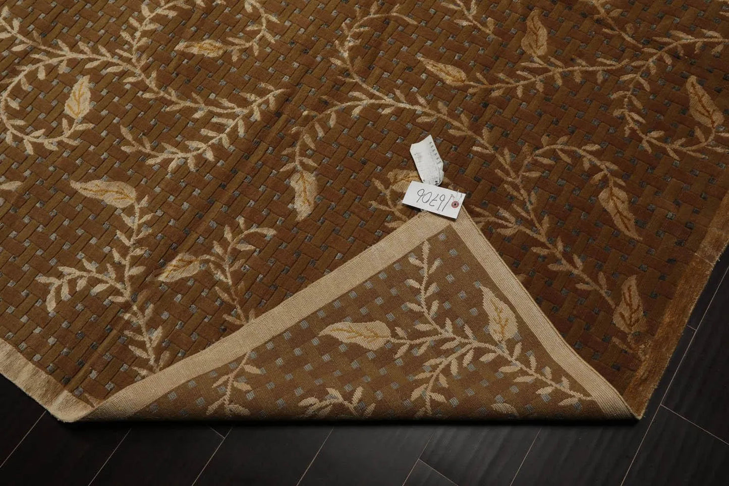 8’x10’ Couristan Hand Knotted Wool & Silk Basketweave Tibetan Area Rug Brown