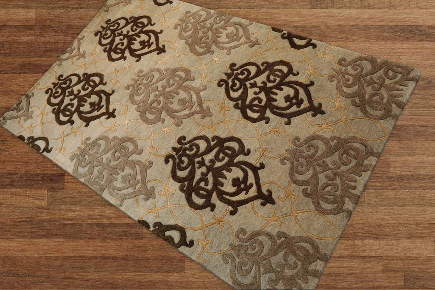 3'7" x 5'7" Handmade 100% Wool Transitional Oriental Area Rug Mint