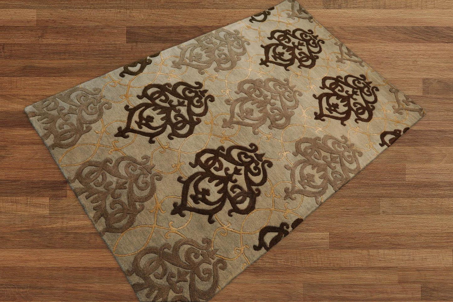 3'7" x 5'7" Handmade 100% Wool Transitional Oriental Area Rug Mint