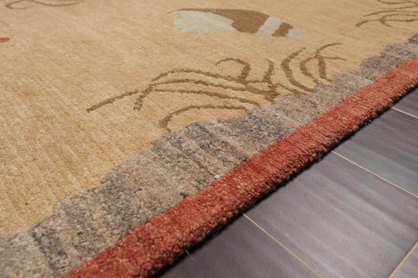 3'1" x 8'11" Runner Hand Knotted Tibetan Wool Designer Plus Pile Area Rug Beige