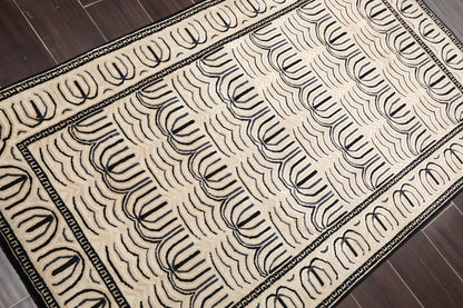 3' x 4'11" Hand Knotted Tibetan Wool & Silk Hip Designer 200 KPSI Area Rug Cream