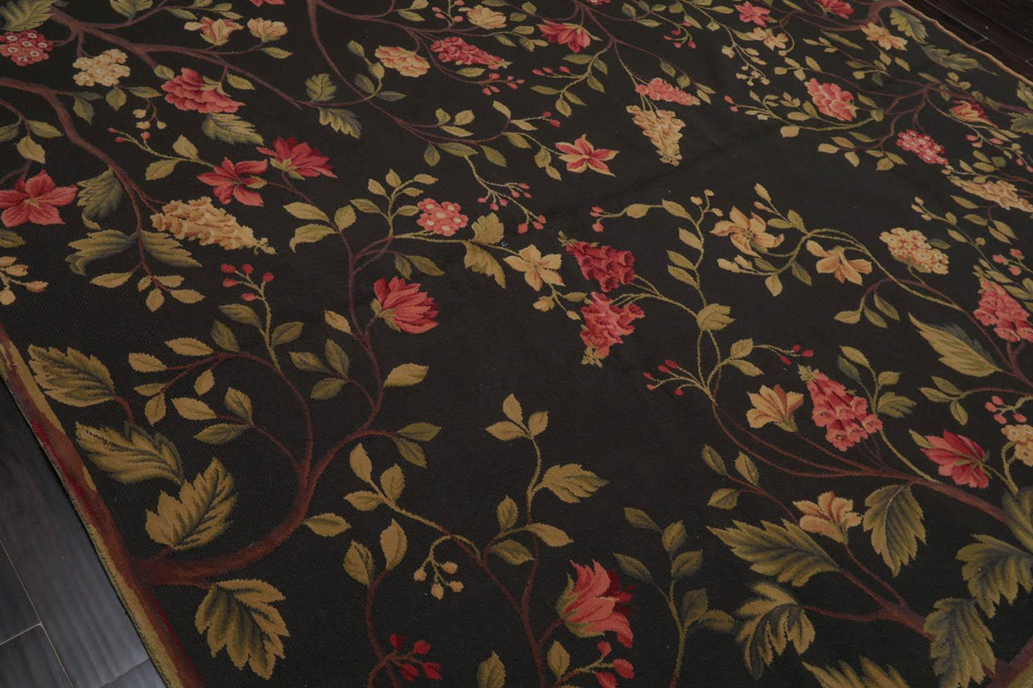 8’3”x9’11" Hand Knotted Wool French Aubusson Savonnerie Area Rug Green