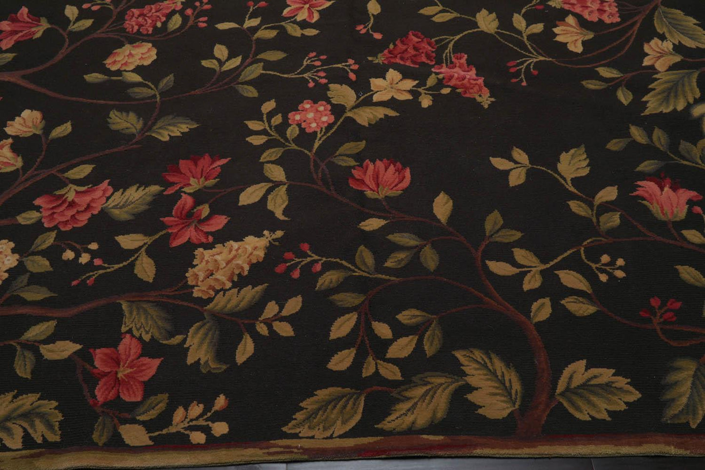 8’3”x9’11" Hand Knotted Wool French Aubusson Savonnerie Area Rug Green