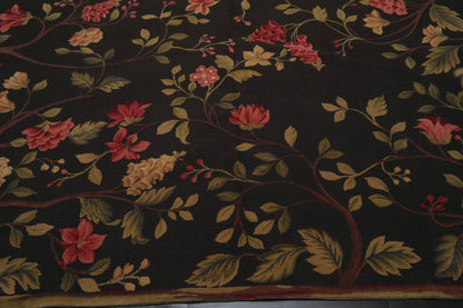 8’3”x9’11" Hand Knotted Wool French Aubusson Savonnerie Area Rug Green