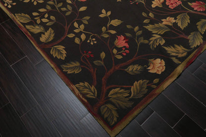 8’3”x9’11" Hand Knotted Wool French Aubusson Savonnerie Area Rug Green