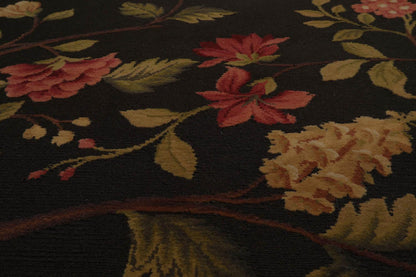 8’3”x9’11" Hand Knotted Wool French Aubusson Savonnerie Area Rug Green