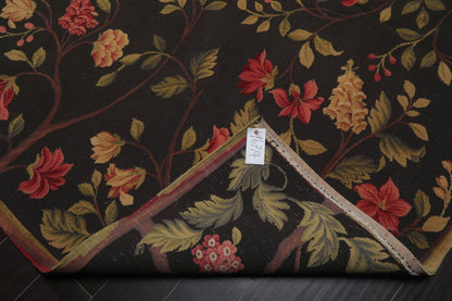 8’3”x9’11" Hand Knotted Wool French Aubusson Savonnerie Area Rug Green