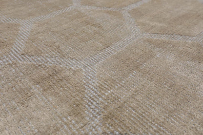 5' x 7' Hand Knotted Tibetan 100% Viscose Honeycomb Oriental Area Rug Gray