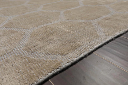 5' x 7' Hand Knotted Tibetan 100% Viscose Honeycomb Oriental Area Rug Gray