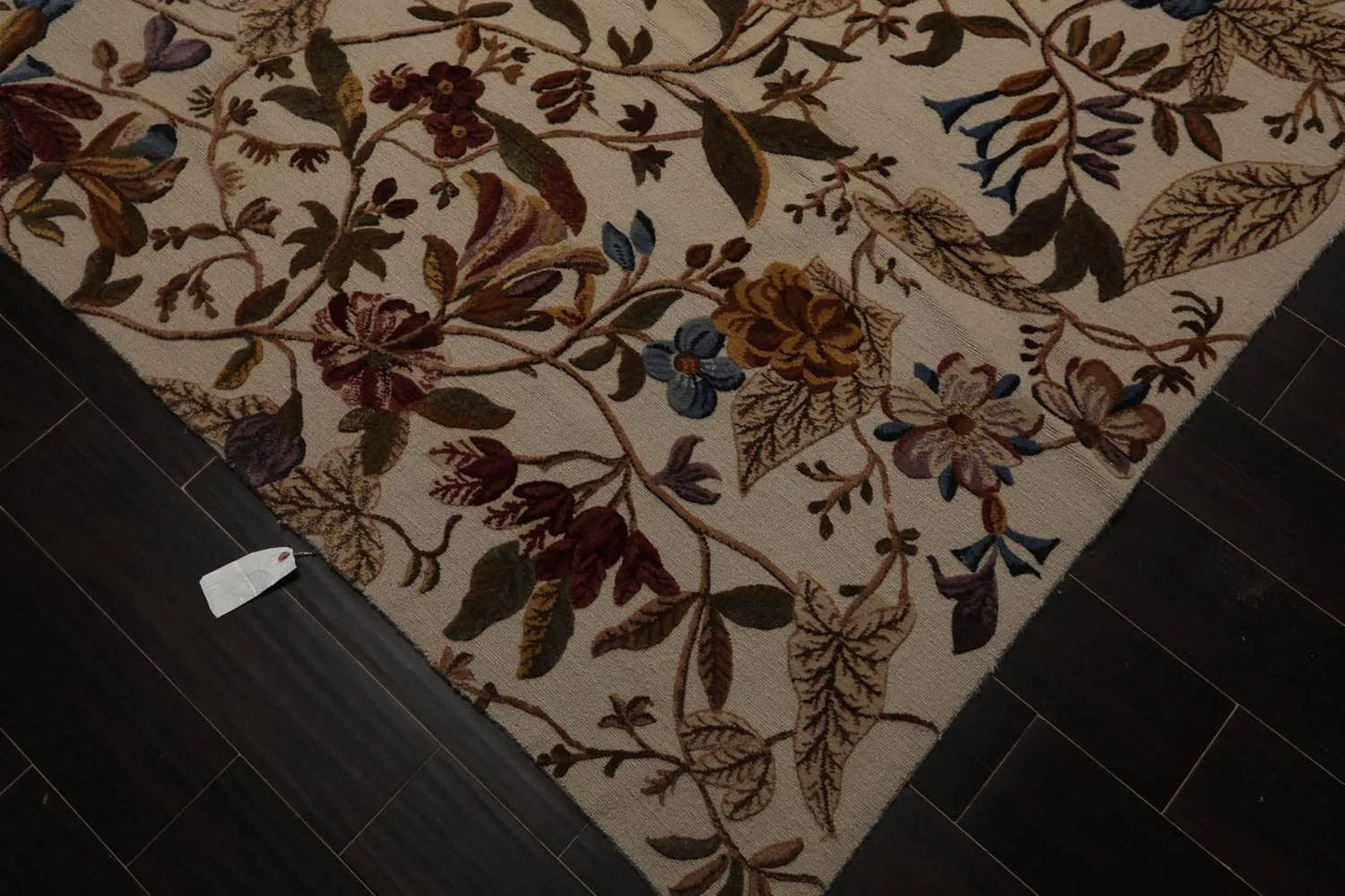 8x10 Beige, Rust Hand Knotted Wool Botanical Loop N Cut High Low Pile Tibetan Area Rug