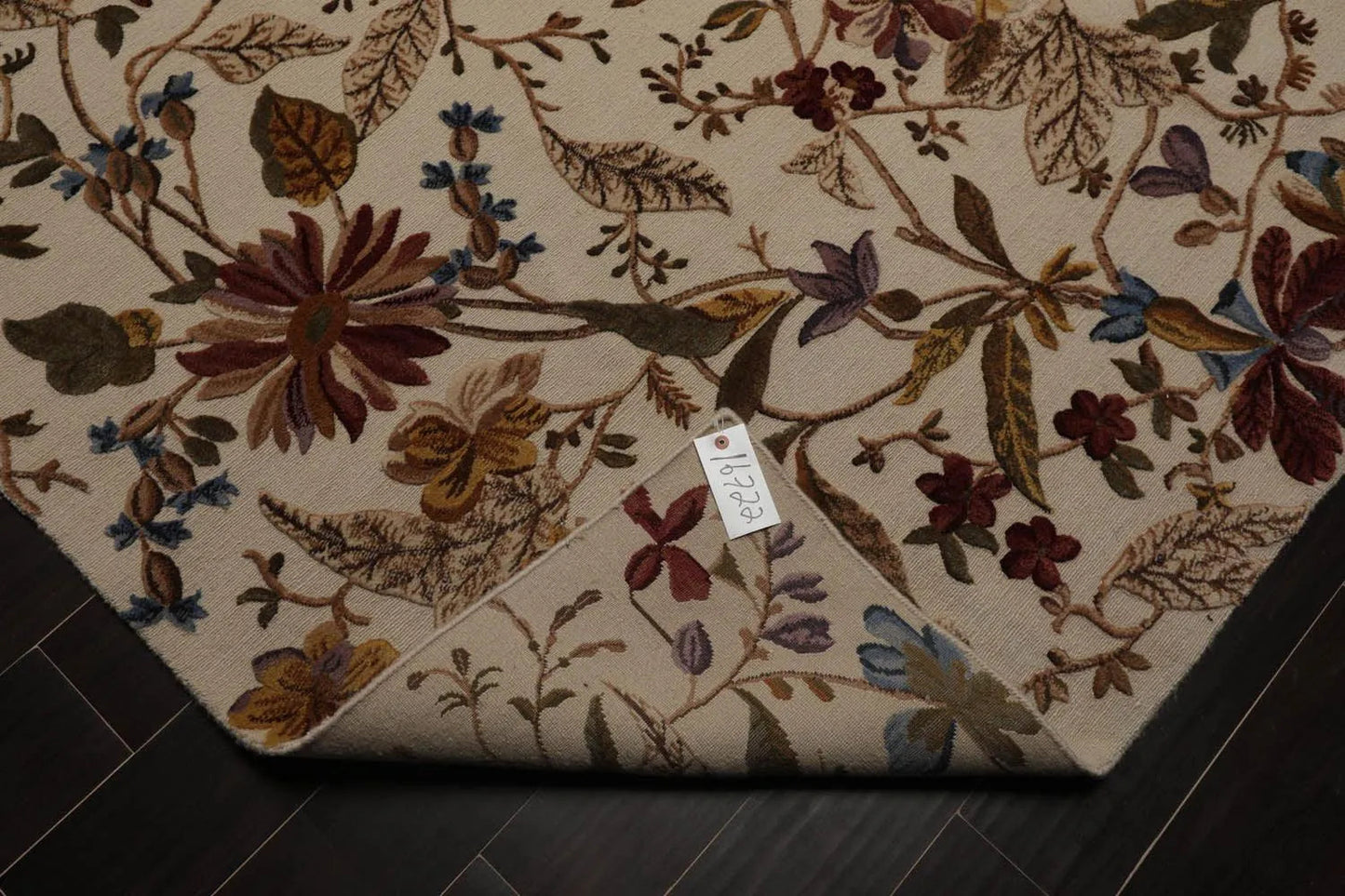 8x10 Beige, Rust Hand Knotted Wool Botanical Loop N Cut High Low Pile Tibetan Area Rug