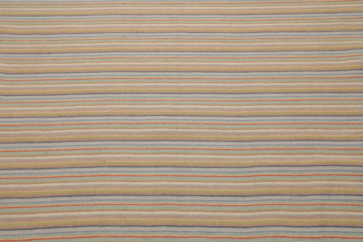 6'8'' x 9'11'' Hand Knotted Wool Designer Stripes Flat Weave Area Rug Beige