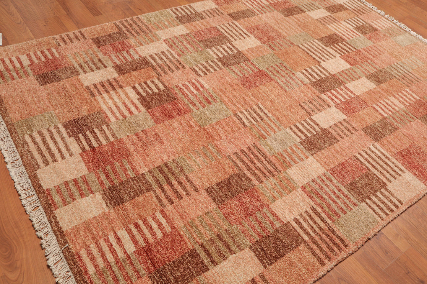 6'2" x 8'10" Hand Knotted 100% Wool Tibetan Area rug Modern Rust