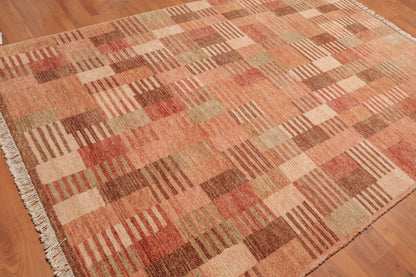 6'2" x 8'10" Hand Knotted 100% Wool Tibetan Area rug Modern Rust