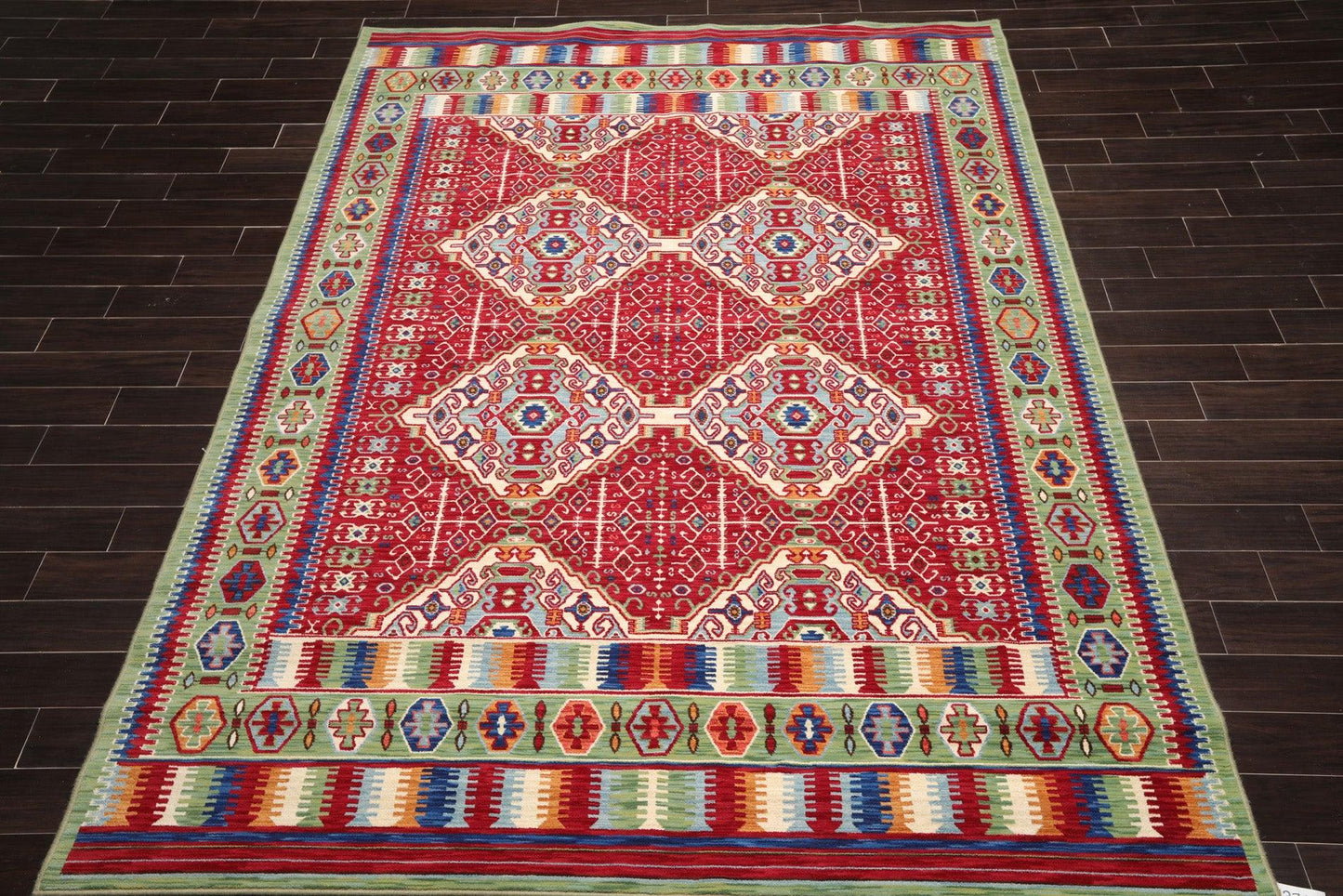 8'1" x 11'3" Medallion 100% Wool Area Rug Red Made in USA