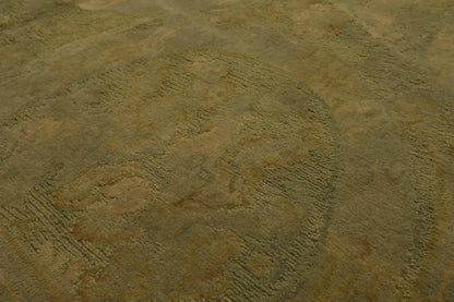 French Aubusson Savonnerie Hand Knotted Wool Area Rug Lime 6’ x 8’11”