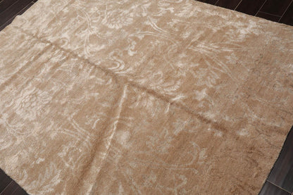 5’6" x 7’5”Hand Knotted 100% Bamboo Silk Tibetan Area Rug Beige