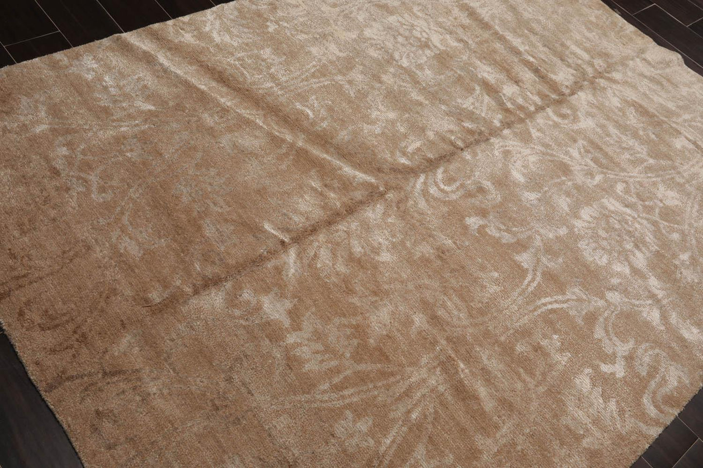 5’6" x 7’5”Hand Knotted 100% Bamboo Silk Tibetan Area Rug Beige