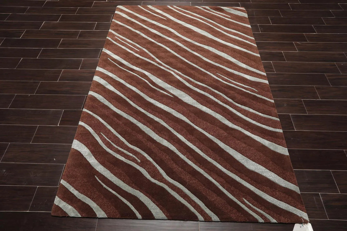5' x 7'5'' Handmade Wool & Art Silk Hip Designer Modern Area Rug Brown