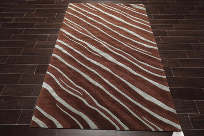 5' x 7'5'' Handmade Wool & Art Silk Hip Designer Modern Area Rug Brown