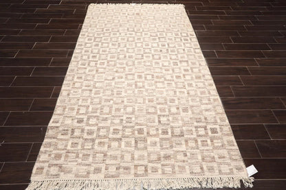 5'1'' x 8'6'' Hand Knotted Wool Modern Area Rug Beige, Brown
