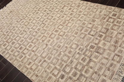 5'1'' x 8'6'' Hand Knotted Wool Modern Area Rug Beige, Brown
