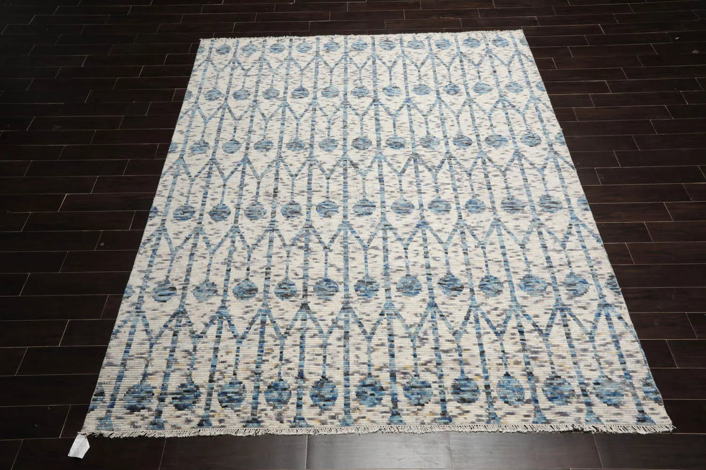 LoomBloom 8x10 White, Gray Hand Knotted Oushak 100% Wool Modern & Contemporary Oriental Area Rug Off