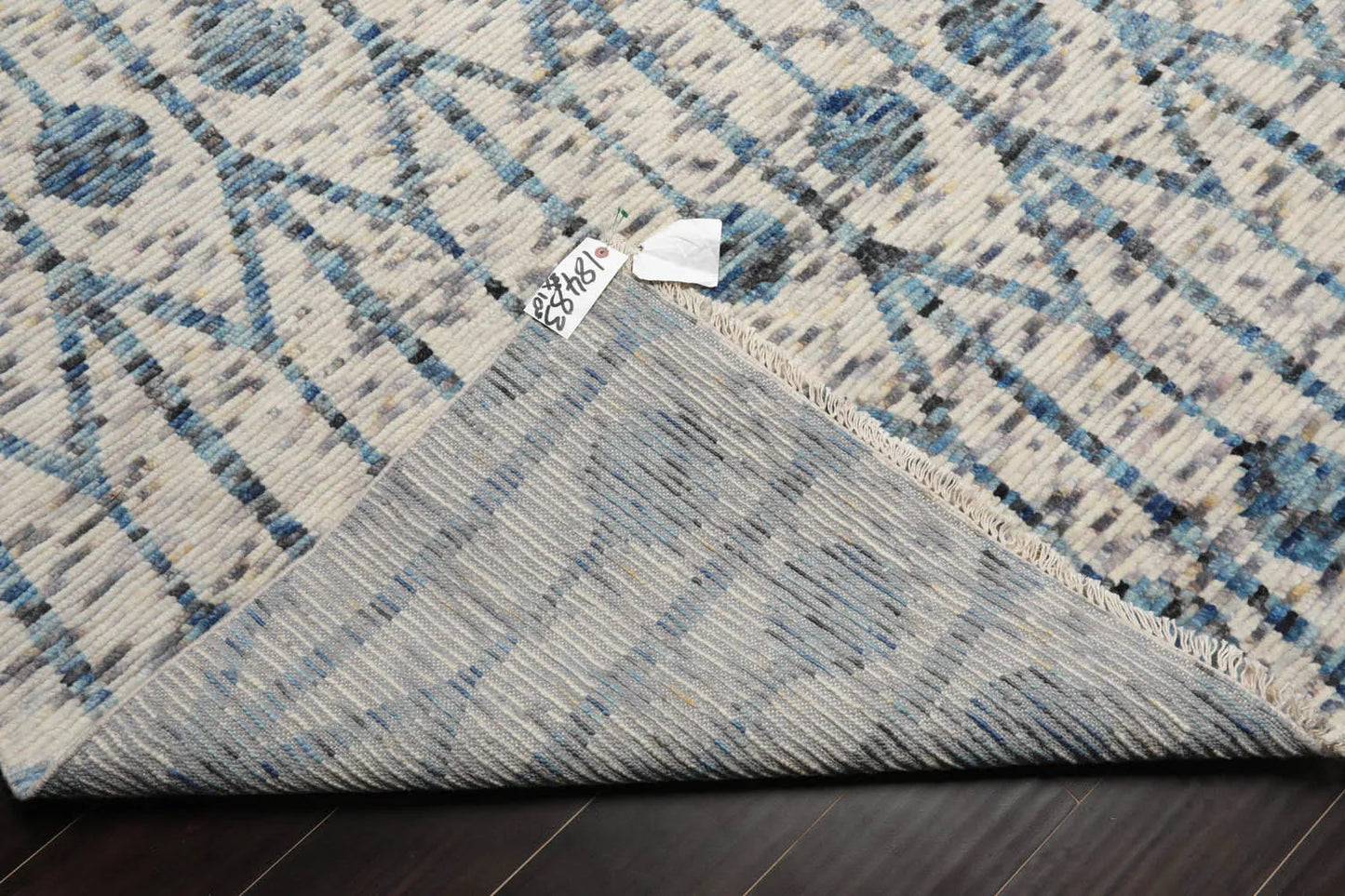 LoomBloom 8x10 White, Gray Hand Knotted Oushak 100% Wool Modern & Contemporary Oriental Area Rug Off