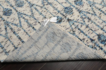 LoomBloom 8x10 White, Gray Hand Knotted Oushak 100% Wool Modern & Contemporary Oriental Area Rug Off