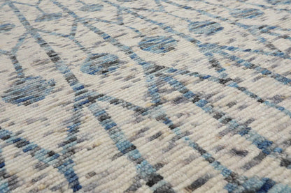 LoomBloom 8x10 White, Gray Hand Knotted Oushak 100% Wool Modern & Contemporary Oriental Area Rug Off