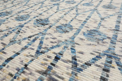 LoomBloom 8x10 White, Gray Hand Knotted Oushak 100% Wool Modern & Contemporary Oriental Area Rug Off