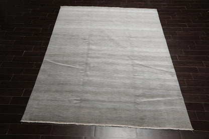 LoomBloom 8x10 Tone On Tone Gray Hand Knotted Tibetan Wool and Silk Tibetan Modern & Contemporary Oriental Area Rug