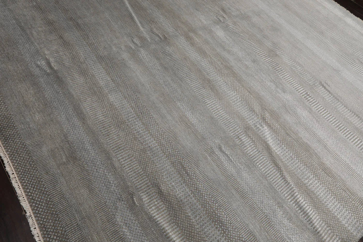 LoomBloom 8x10 Tone On Tone Gray Hand Knotted Tibetan Wool and Silk Tibetan Modern & Contemporary Oriental Area Rug