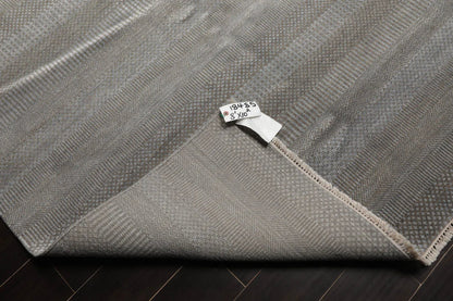LoomBloom 8x10 Tone On Tone Gray Hand Knotted Tibetan Wool and Silk Tibetan Modern & Contemporary Oriental Area Rug