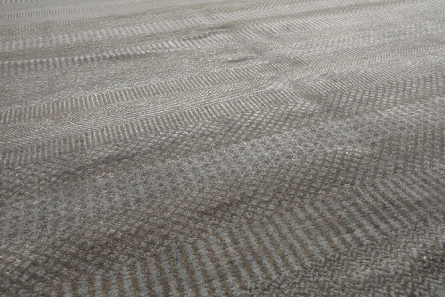 LoomBloom 8x10 Tone On Tone Gray Hand Knotted Tibetan Wool and Silk Tibetan Modern & Contemporary Oriental Area Rug