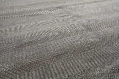 LoomBloom 8x10 Tone On Tone Gray Hand Knotted Tibetan Wool and Silk Tibetan Modern & Contemporary Oriental Area Rug