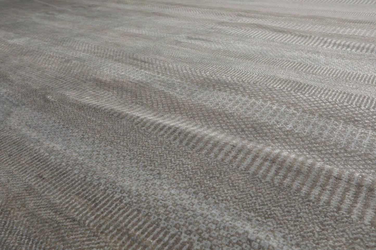 LoomBloom 8x10 Tone On Tone Gray Hand Knotted Tibetan Wool and Silk Tibetan Modern & Contemporary Oriental Area Rug