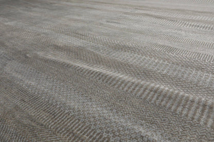 LoomBloom 8x10 Tone On Tone Gray Hand Knotted Tibetan Wool and Silk Tibetan Modern & Contemporary Oriental Area Rug
