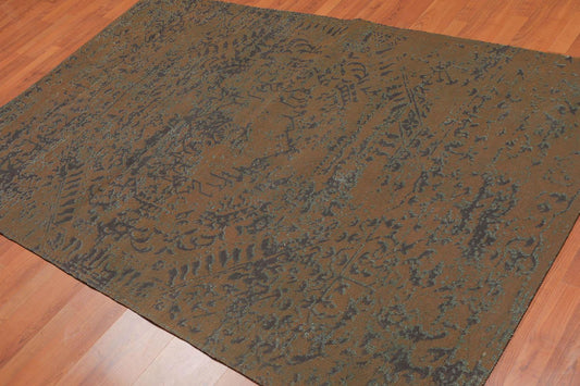 4'9" x 7'8" Modern 100% Cotton Flatweave Area Rug Brown