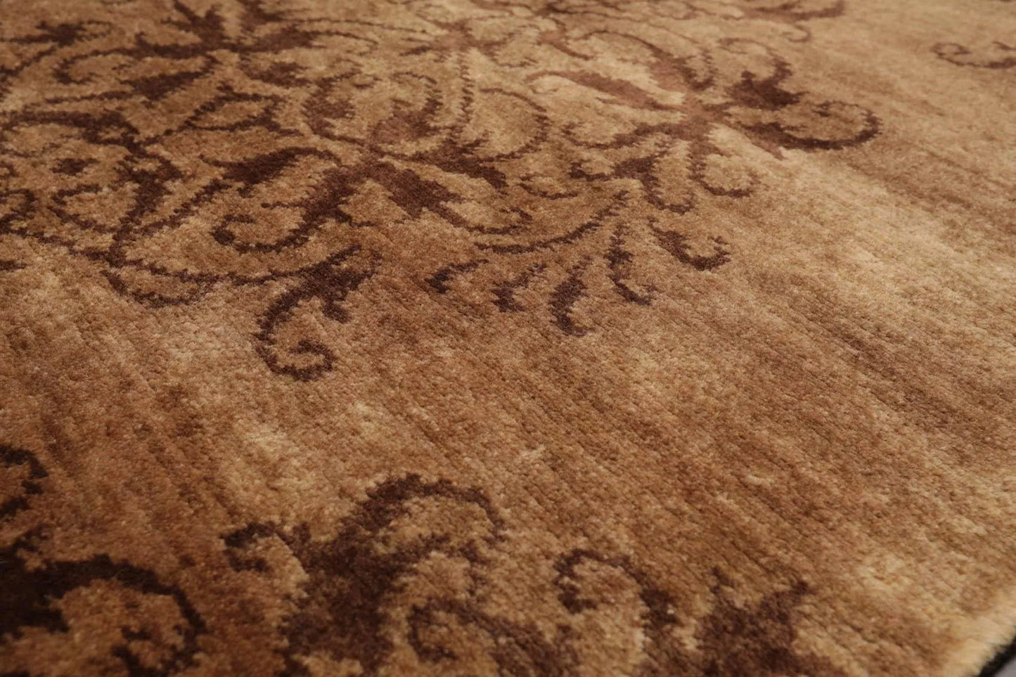 5'1'' x 7'10'' Hand Knotted Tibetan Wool Damask Designer Area Rug Brown, Tan