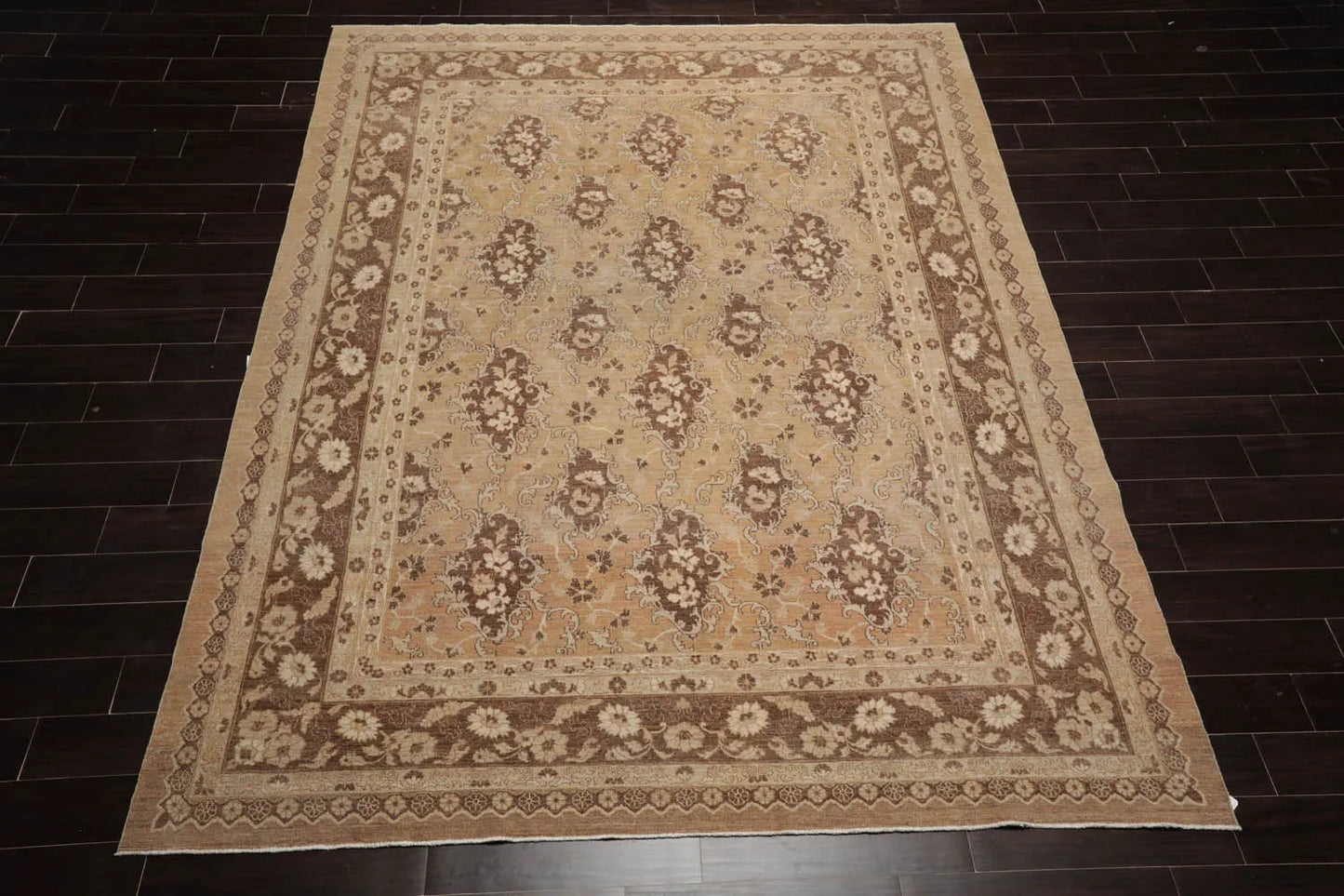 8x10 Tan, Beige Hand Knotted 100% Wool Chobi Peshawar Traditional 200 KPSI Oriental Area Rug